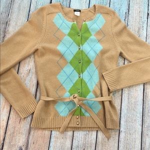 Jcrew argyle long sleeve button down sweater